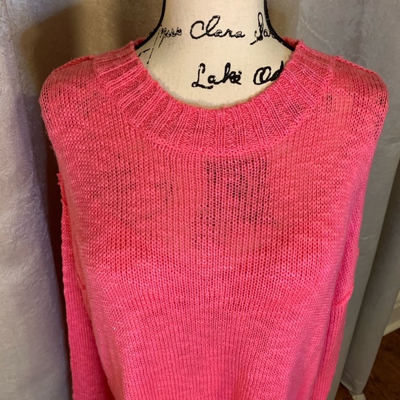 Pink Scoop Neck Knit Sweater PINK ROSE XL - Picture 2 of 16